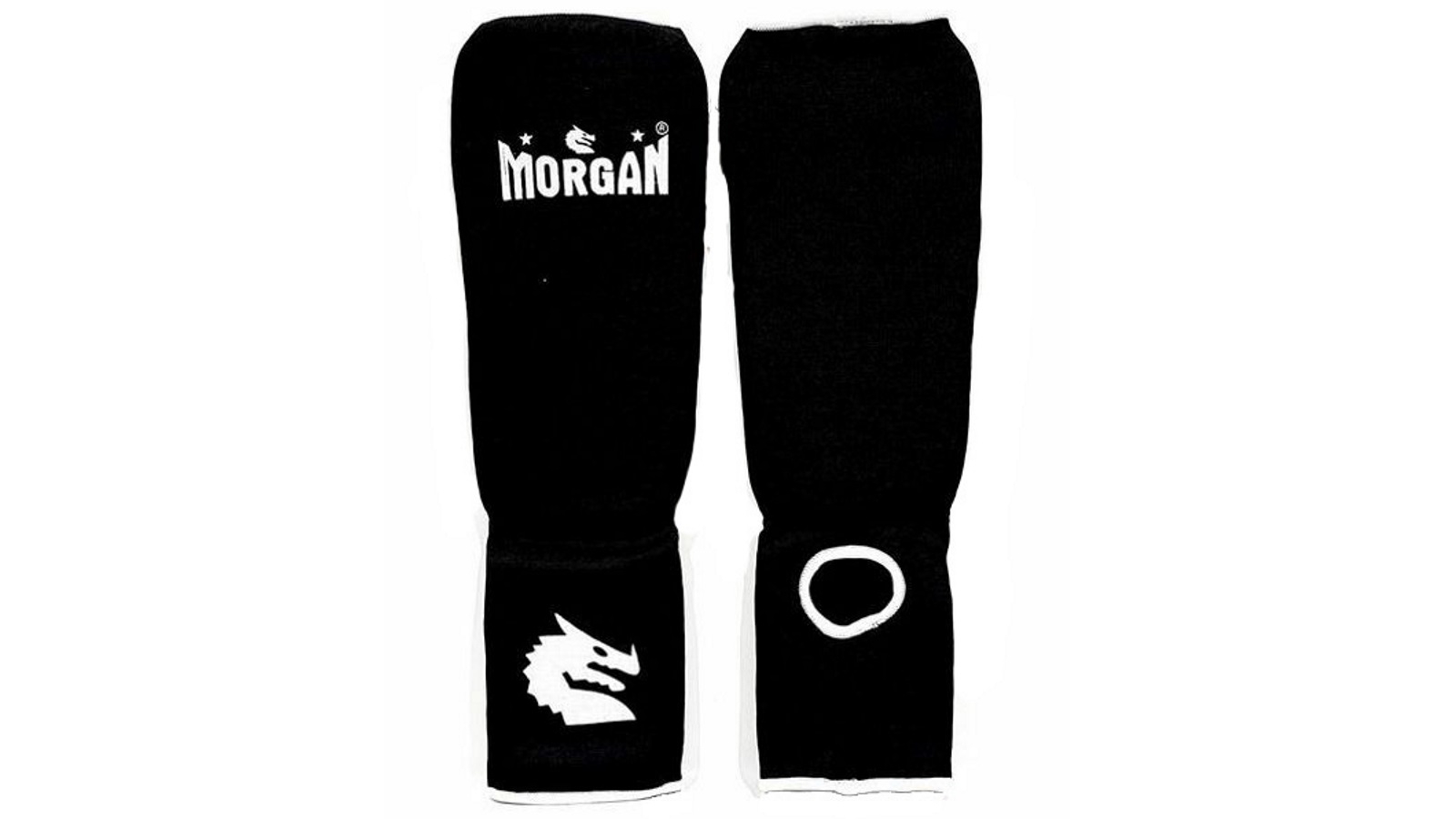 Morgan Sports Black Elastic Cotton Shin and Instep Guard - Large
