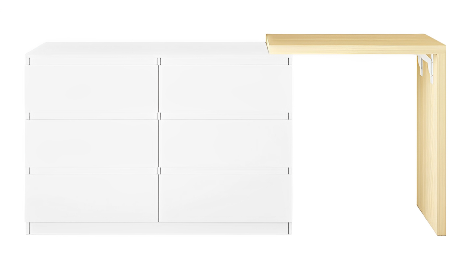 Adjustable 6 Chest of Drawer Dresser Vanity Table Storage Cabinet - White Oak
