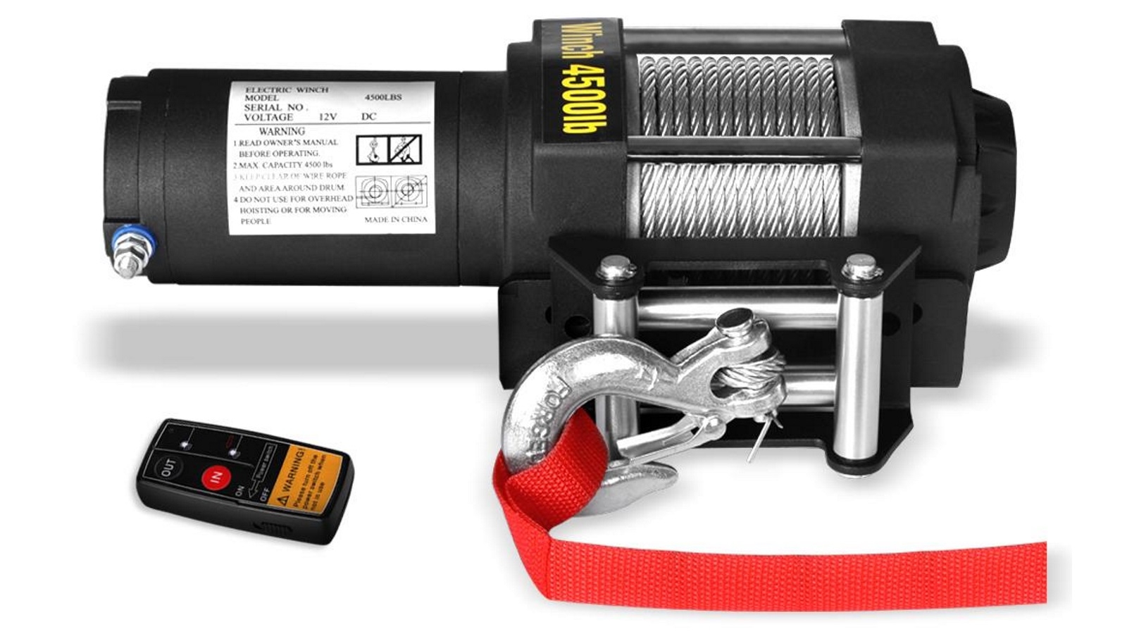 2041KGS Wireless Electric Winch 12V Steel Cable with Remote Control