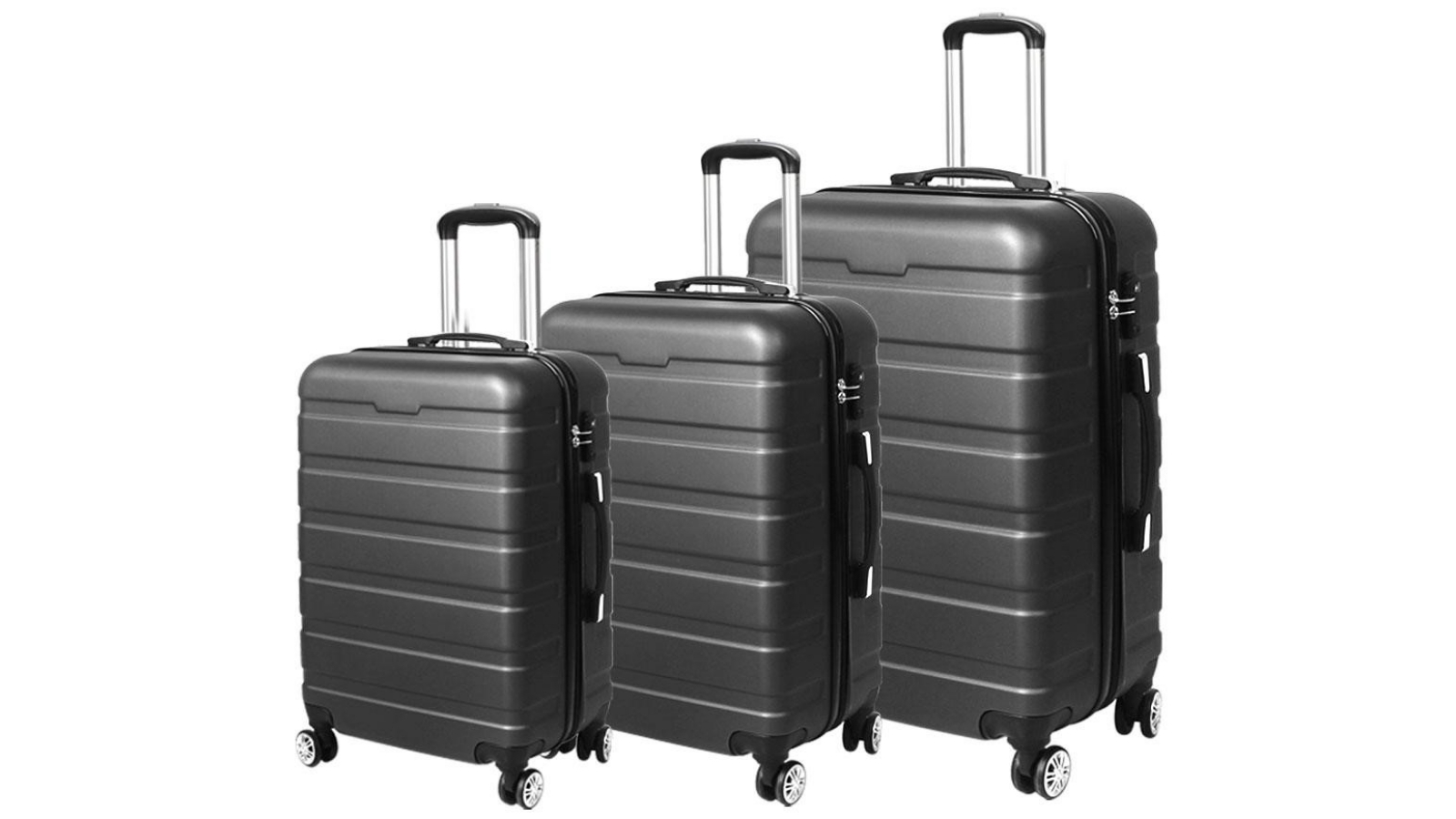Slimbridge 3 Piece Luggage Suitcase Trolley Set 20 24 28 - Dark Grey