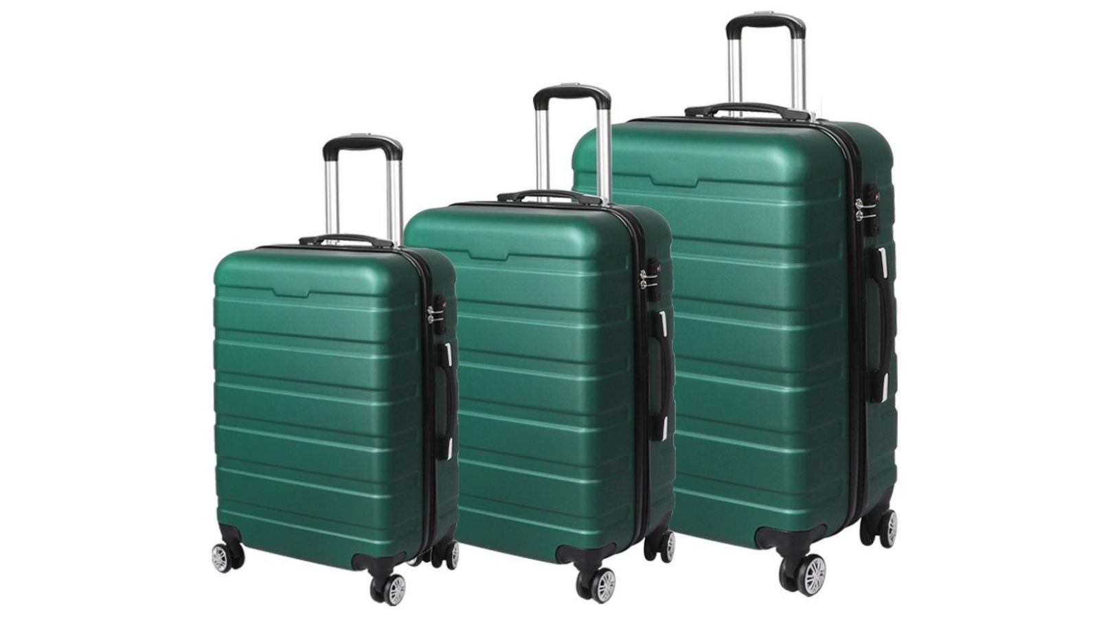 Slimbridge 3 Piece Luggage Suitcase Trolley Set 20 24 28 - Green