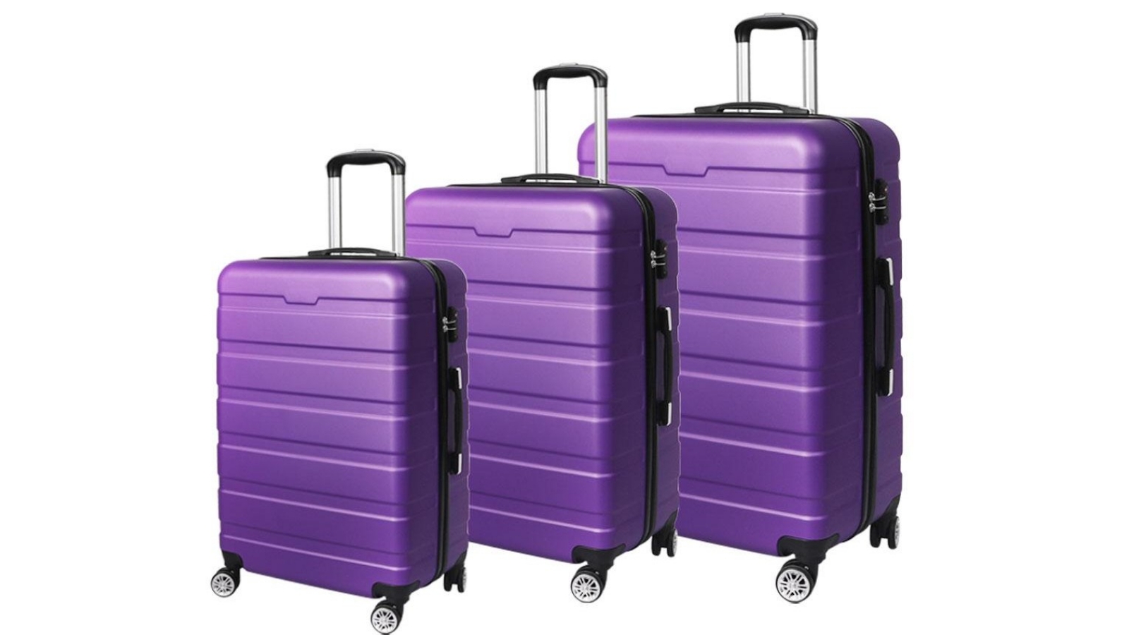 Slimbridge 3 Piece Luggage Suitcase Trolley Set 20 24 28 - Purple