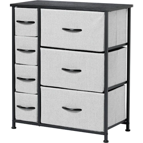 Sherwood Luna 7-Drawer Fabric Dresser - Grey