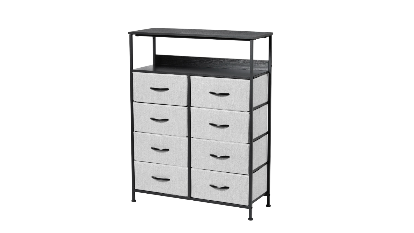 Sherwood Luna 8-Drawer Fabric Dresser with Shelf - Grey