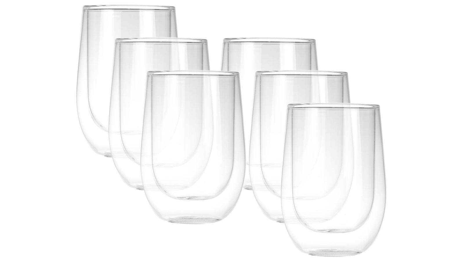 Sherwood Home Set of 6 Double Wall Coffee Glasses – 290ml