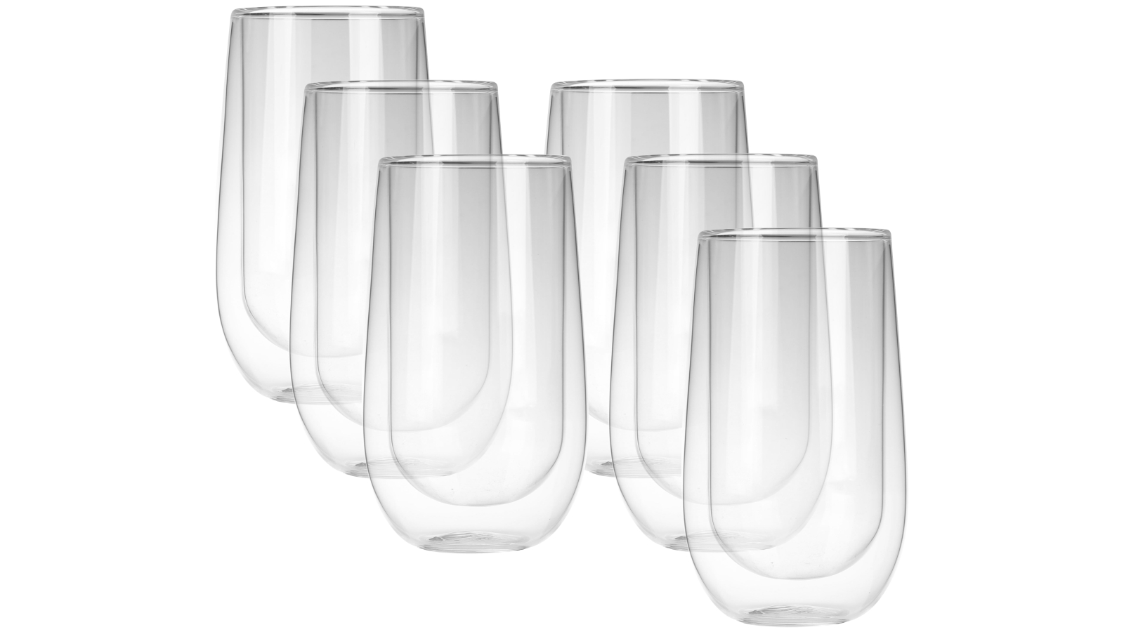 Sherwood Home Set of 6 Double Wall Coffee Glasses - 400ml