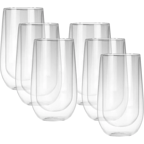 Sherwood Home Set of 6 Double Wall Coffee Glasses - 400ml