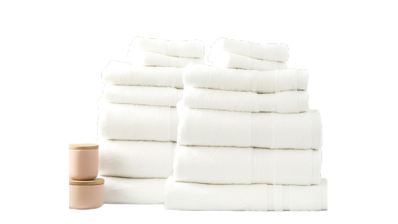 Renee Taylor 14 Piece Stella 650gsm Super Soft Bamboo Cotton Towel - White