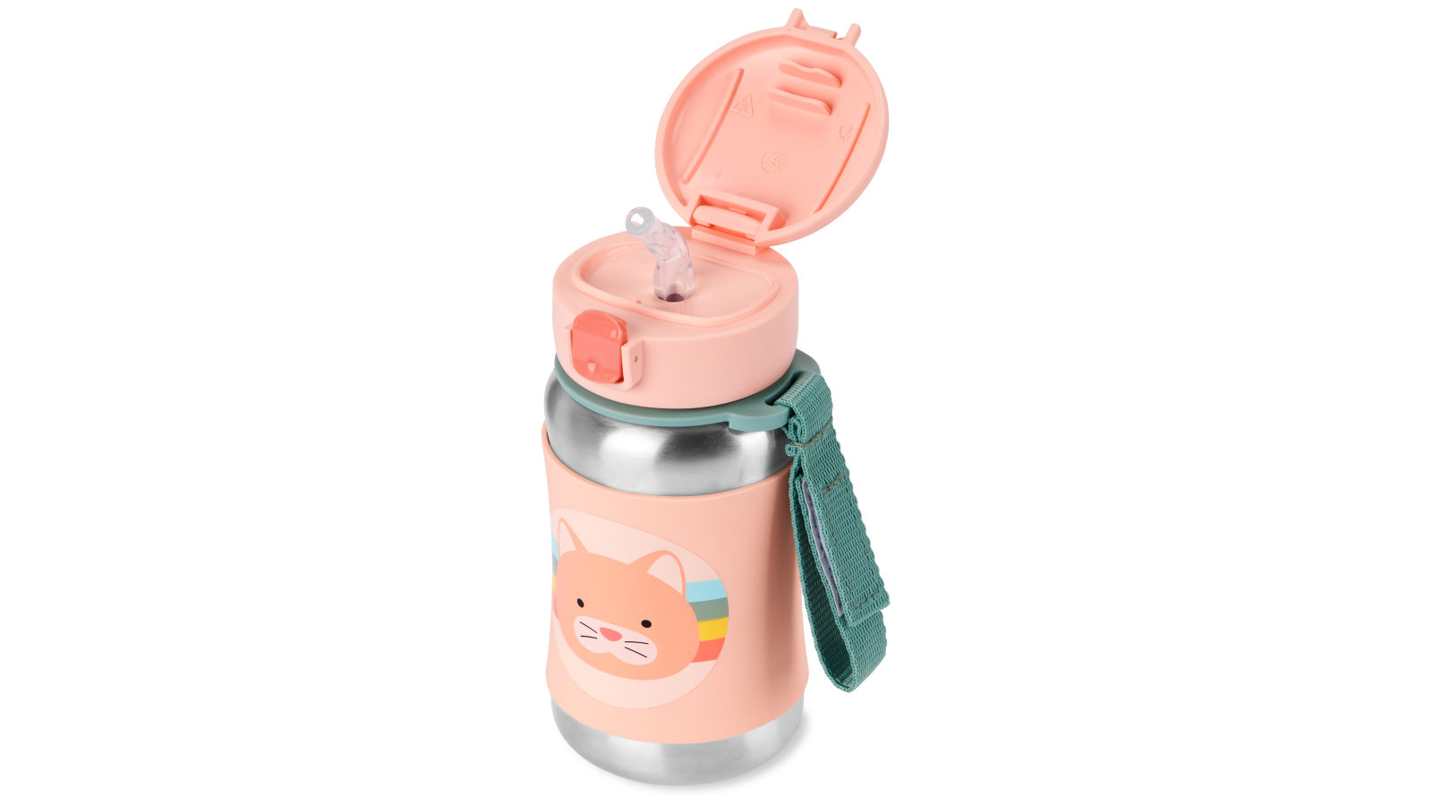 Zoo Stainless Steel Straw Bottle - Cat