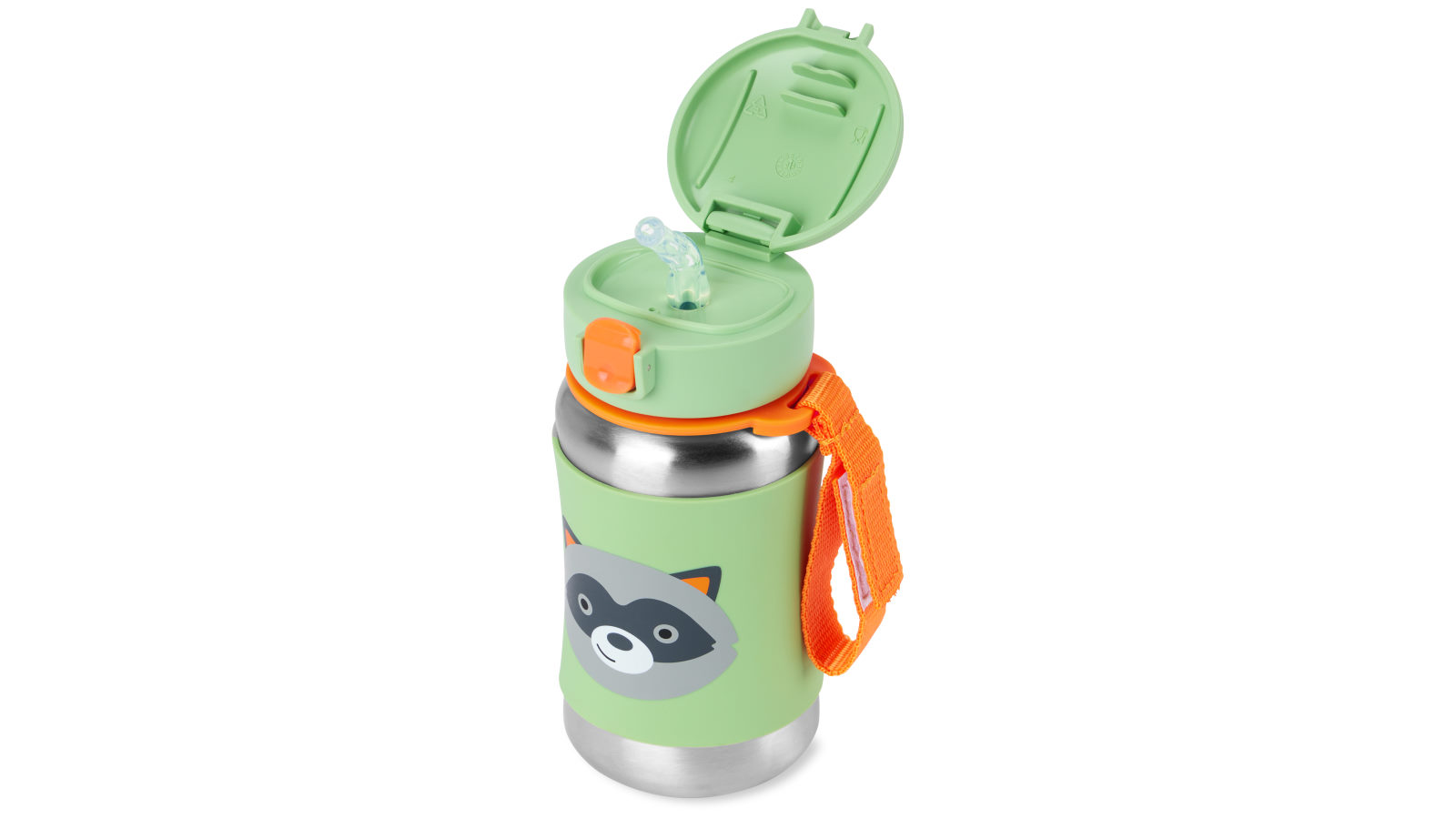 Zoo Stainless Steel Straw Bottle - Raccoon