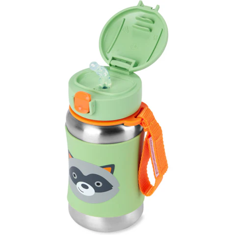 Zoo Stainless Steel Straw Bottle - Raccoon