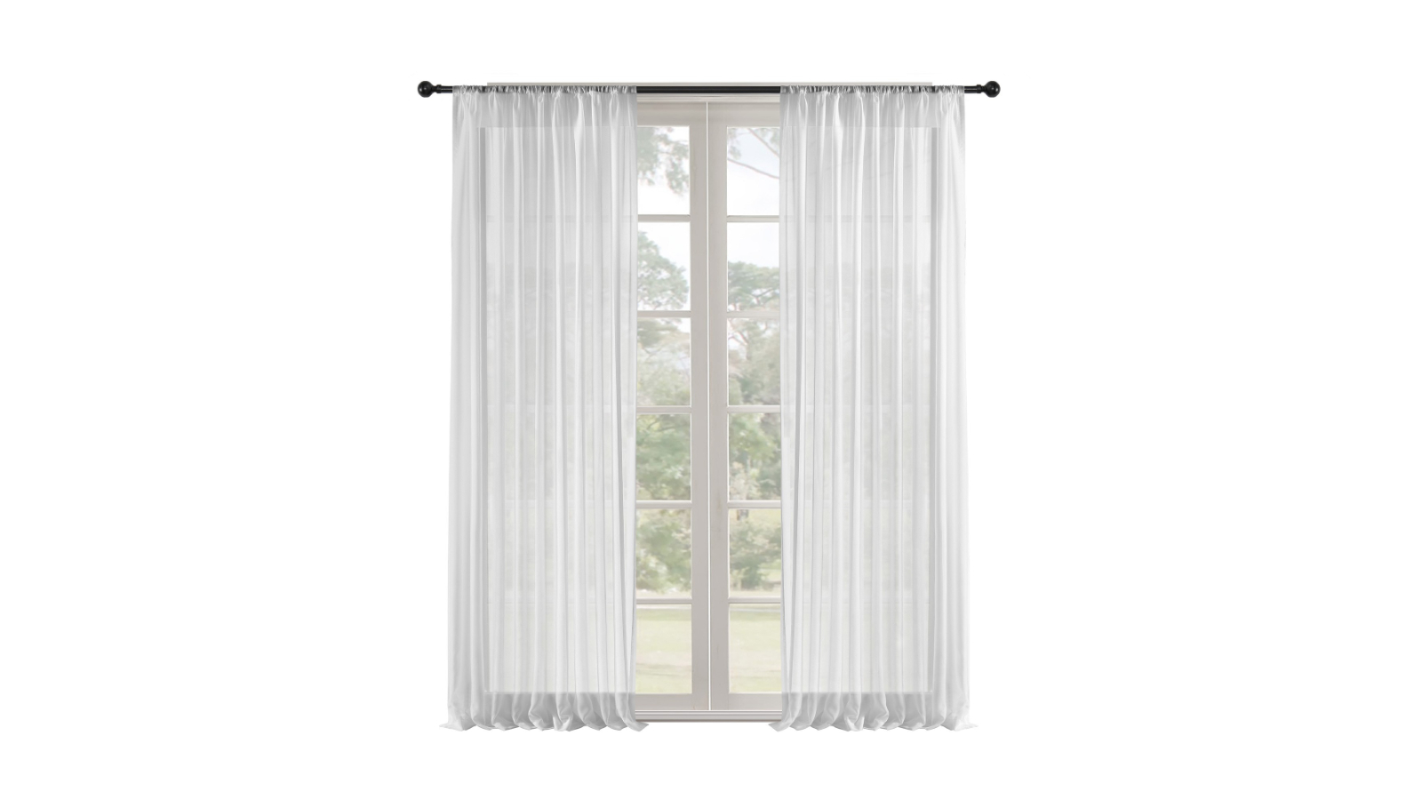 Sherwood White Georgia Sheer Rod Pocket Curtain - 90 x 223cm