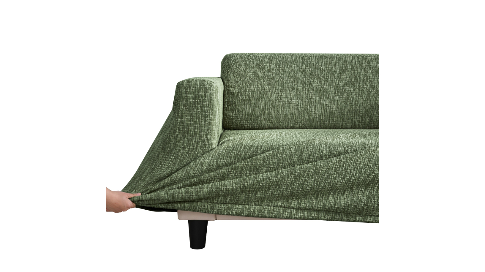 Sherwood Eden Green Faux Linen Stretch Fit 3 Seater Sofa Cover 