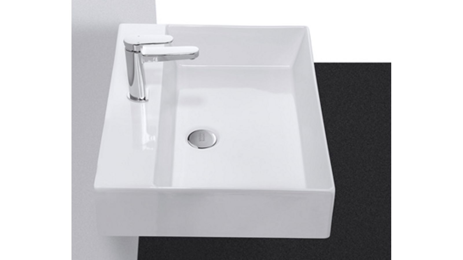 Studio Bagno Shard 60 Bench/Wall Basin with 1 Tap Hole - Gloss White