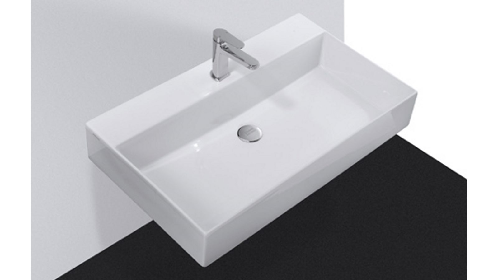Studio Bagno Shard 75 Bench/Wall Basin with 1 Tap Hole - Gloss White