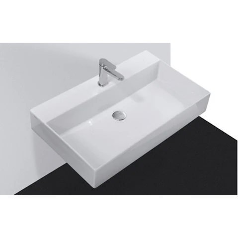 Studio Bagno Shard 75 Bench/Wall Basin with 1 Tap Hole - Gloss White