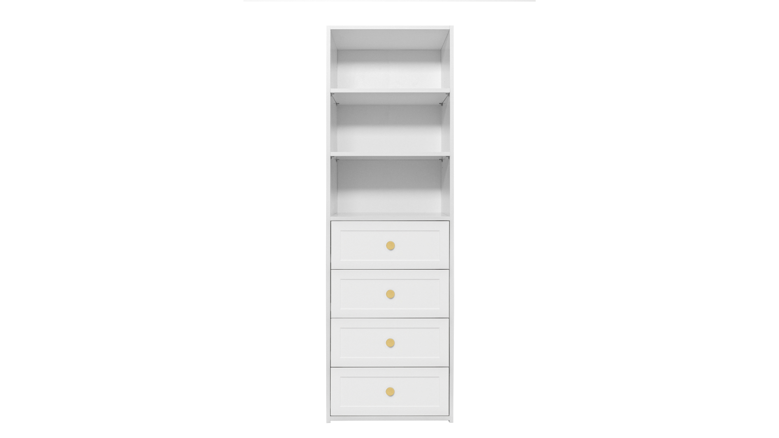 European Cabinetry Geneva Hampton Round 3-Shelf Built-in 4-Drawer Wardrobe - White/Brass