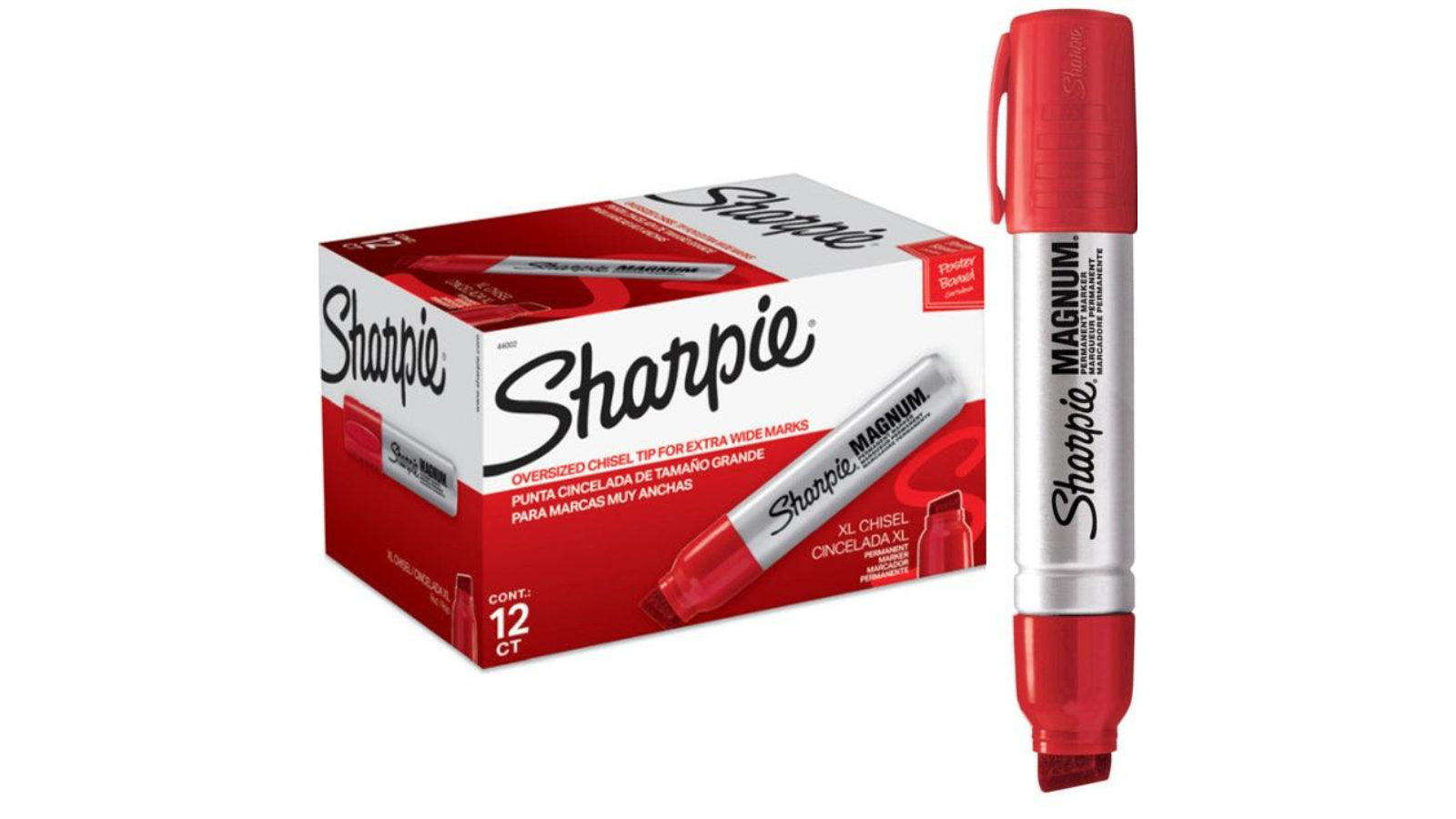 Sharpie Chisel 0.8-1.5cm Red Magnum Permanent Marker - Box of 12 ...