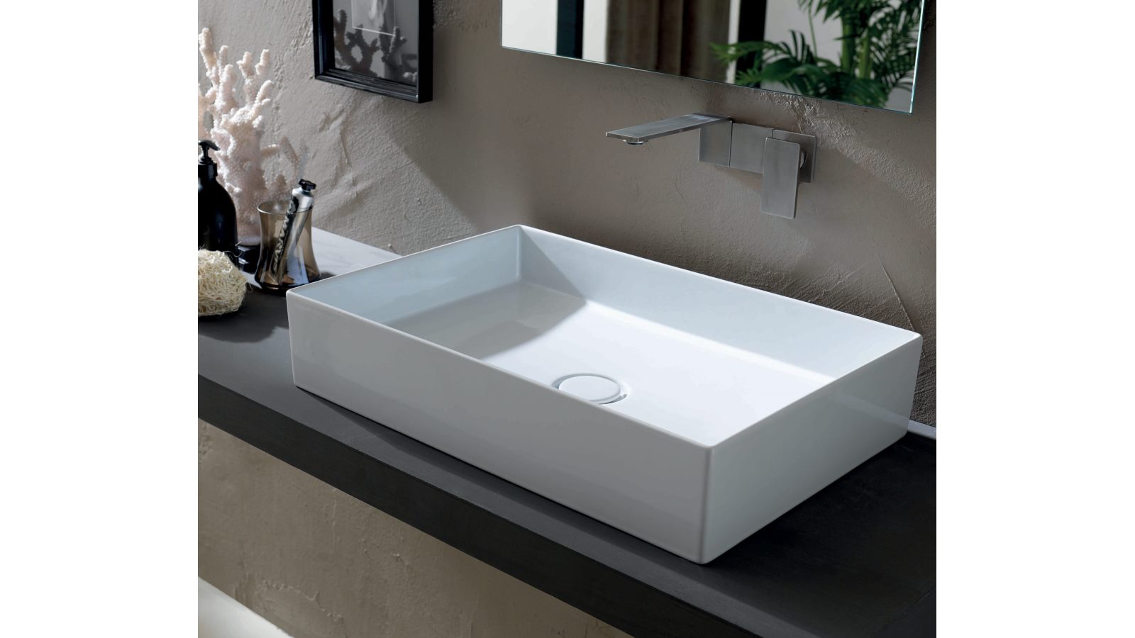 Studio Bagno Shard X Rectangle Bench Basin - Gloss White