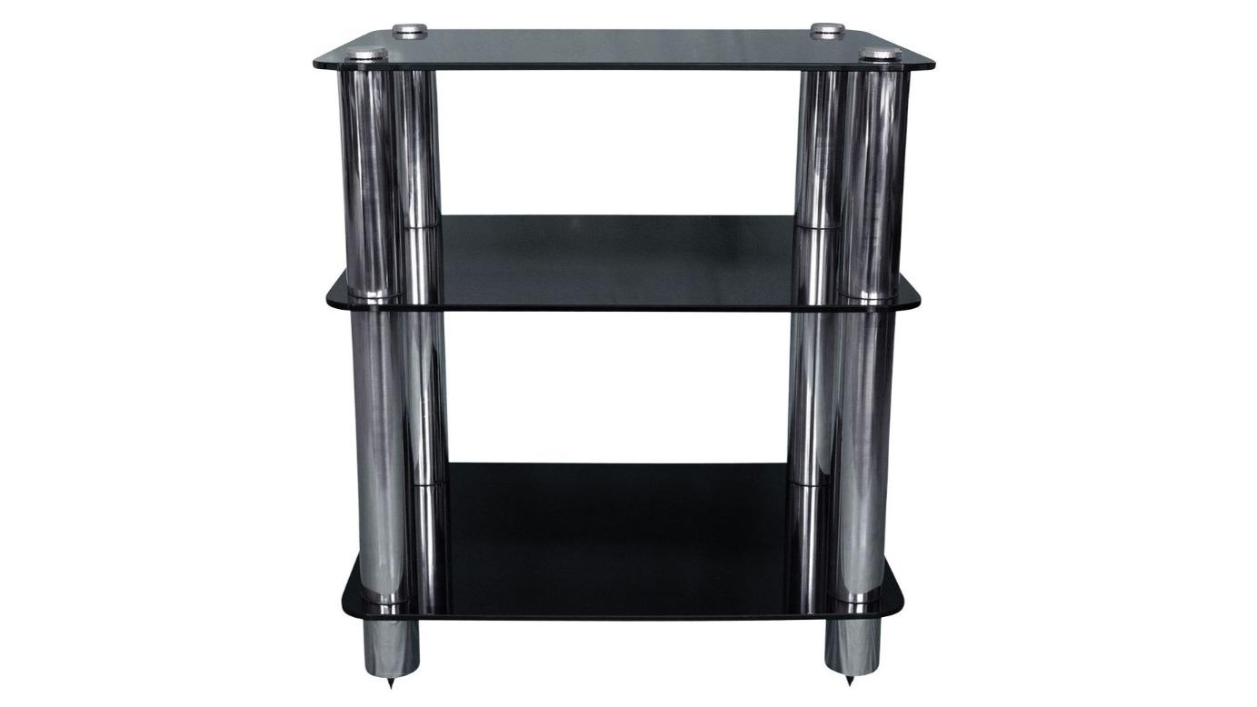 Silcron Steelseries 3-Shelf Hi-Fi Rack - Black Glass
