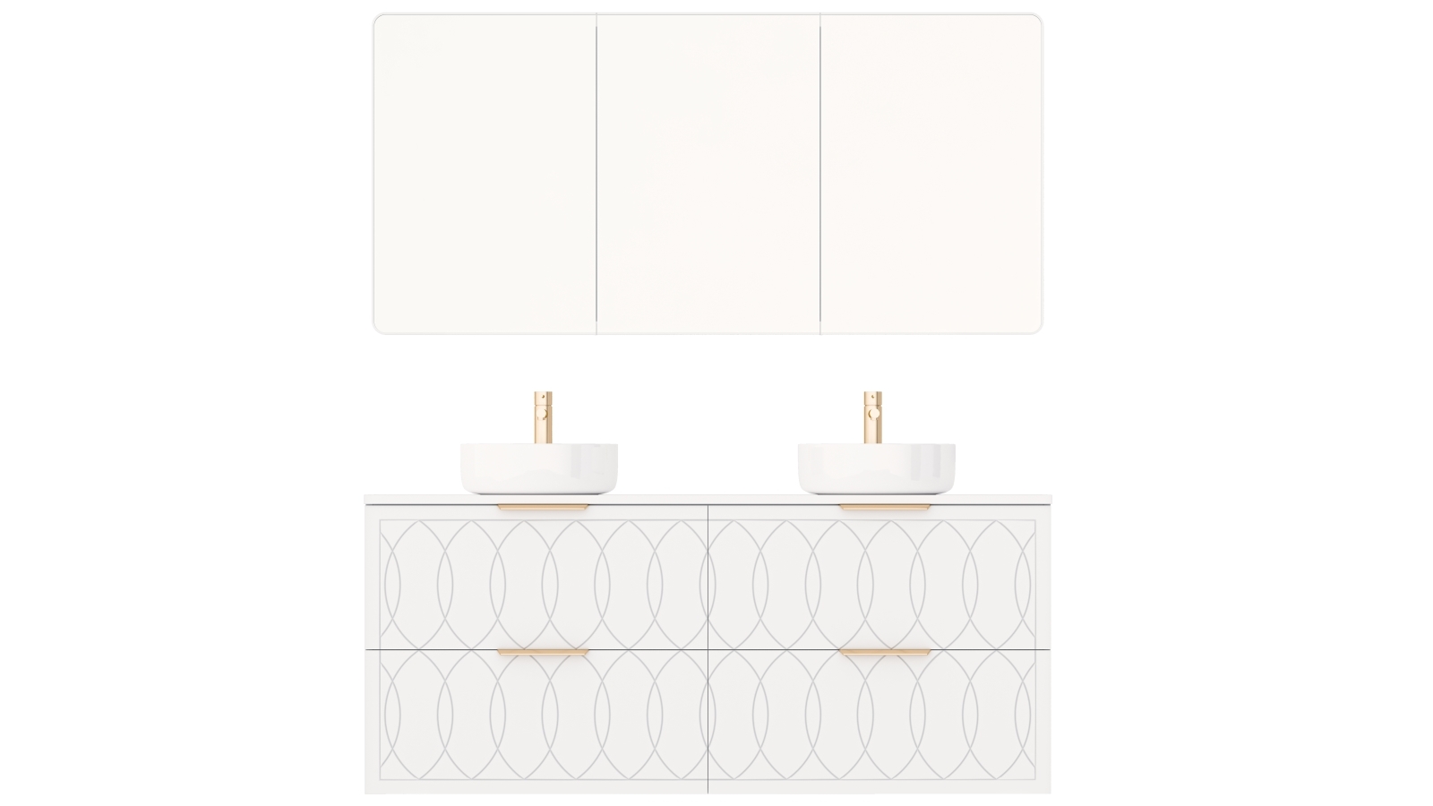 Timberline Sutherland House 1500mm Wall-Hung Vanity with Silksurface Top and Double Above Counter Ceramic Basins