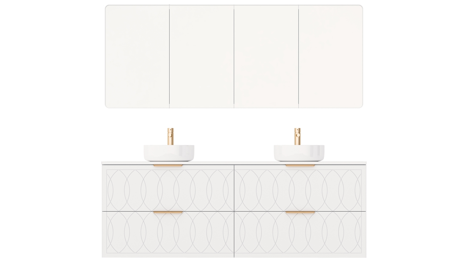 Timberline Sutherland House 1800mm Wall-Hung Vanity with Silksurface Top and Double Above Counter Ceramic Basins