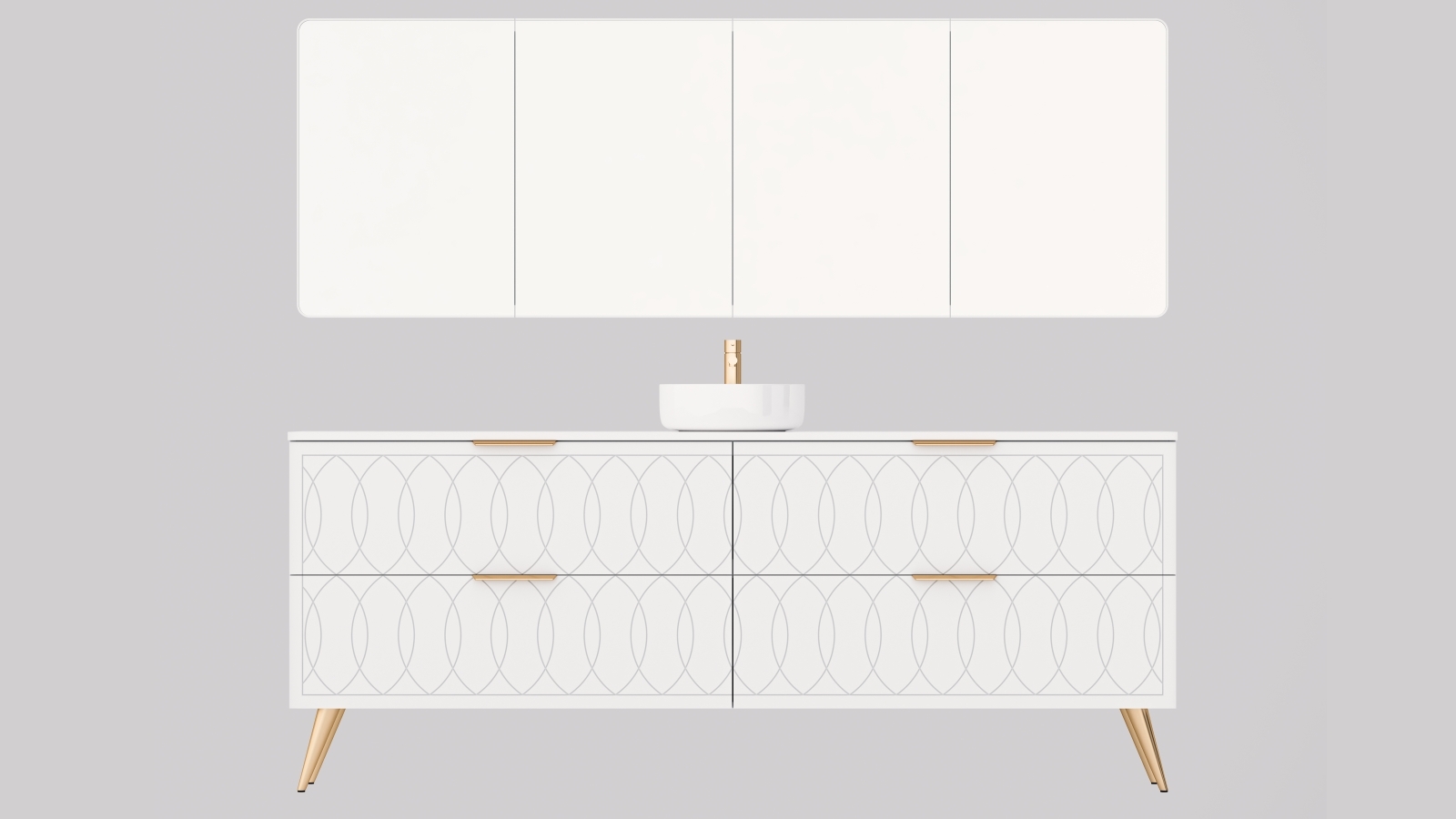 Timberline Sutherland House 2100mm Floor Standing Vanity on Legs with Silksurface Top and Above Counter Ceramic Basin
