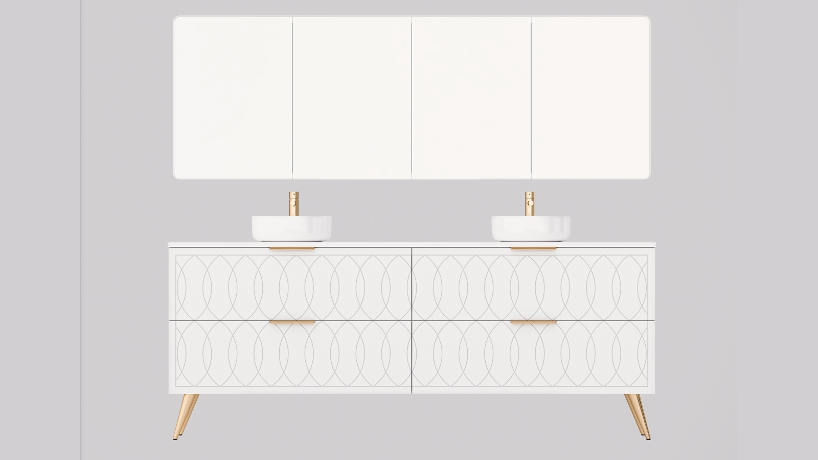 Timberline Sutherland House 2100mm Floor Standing Vanity on Legs with Silksurface Top and Double Above Counter Ceramic Basins