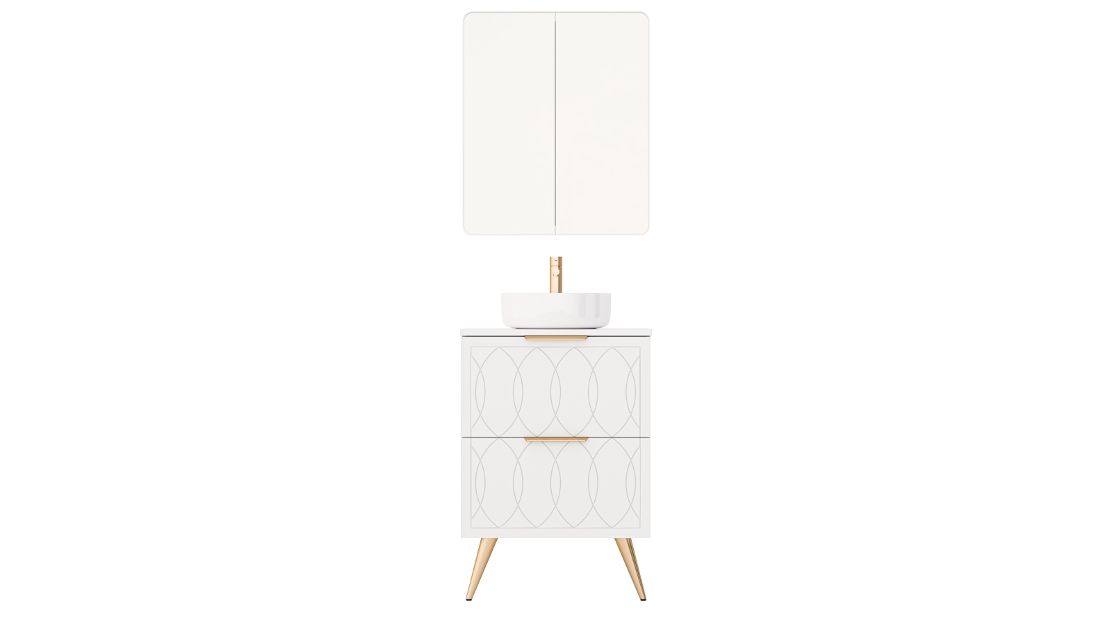 Timberline Sutherland House 600mm Floor Standing Vanity on Legs with Silksurface Top and Above Counter Ceramic Basin