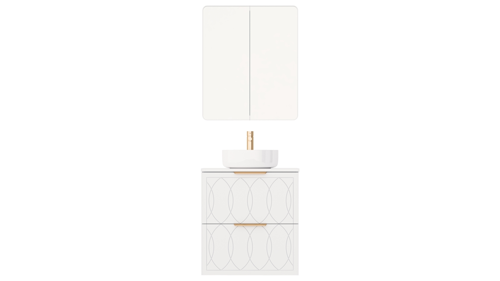 Timberline Sutherland House 600mm Wall-Hung Vanity with Silksurface Top and Above Counter Ceramic Basin
