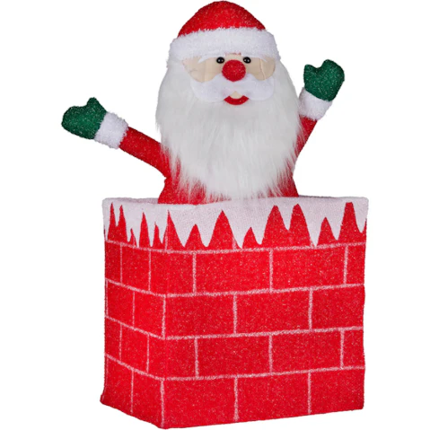 Christabelle Santa in Chimney with Warm White LED Lights Display - 76cm