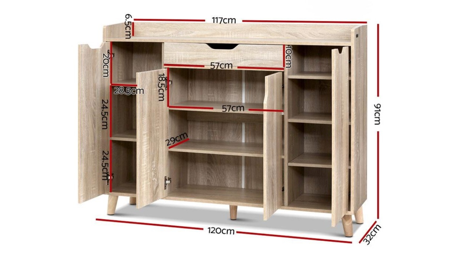 Artiss 120cm Shoe Wood Harvey Norman