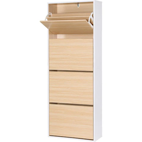 Artiss 24-Pair Shoe Rack Cabinet with Adjustable Shelf - Pine