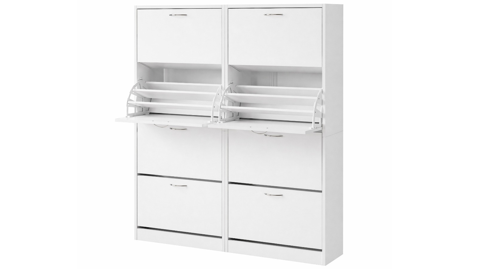 Artiss 2 Piece Shoe Cabinet Storage Organiser with 4-Flip Drawer - White