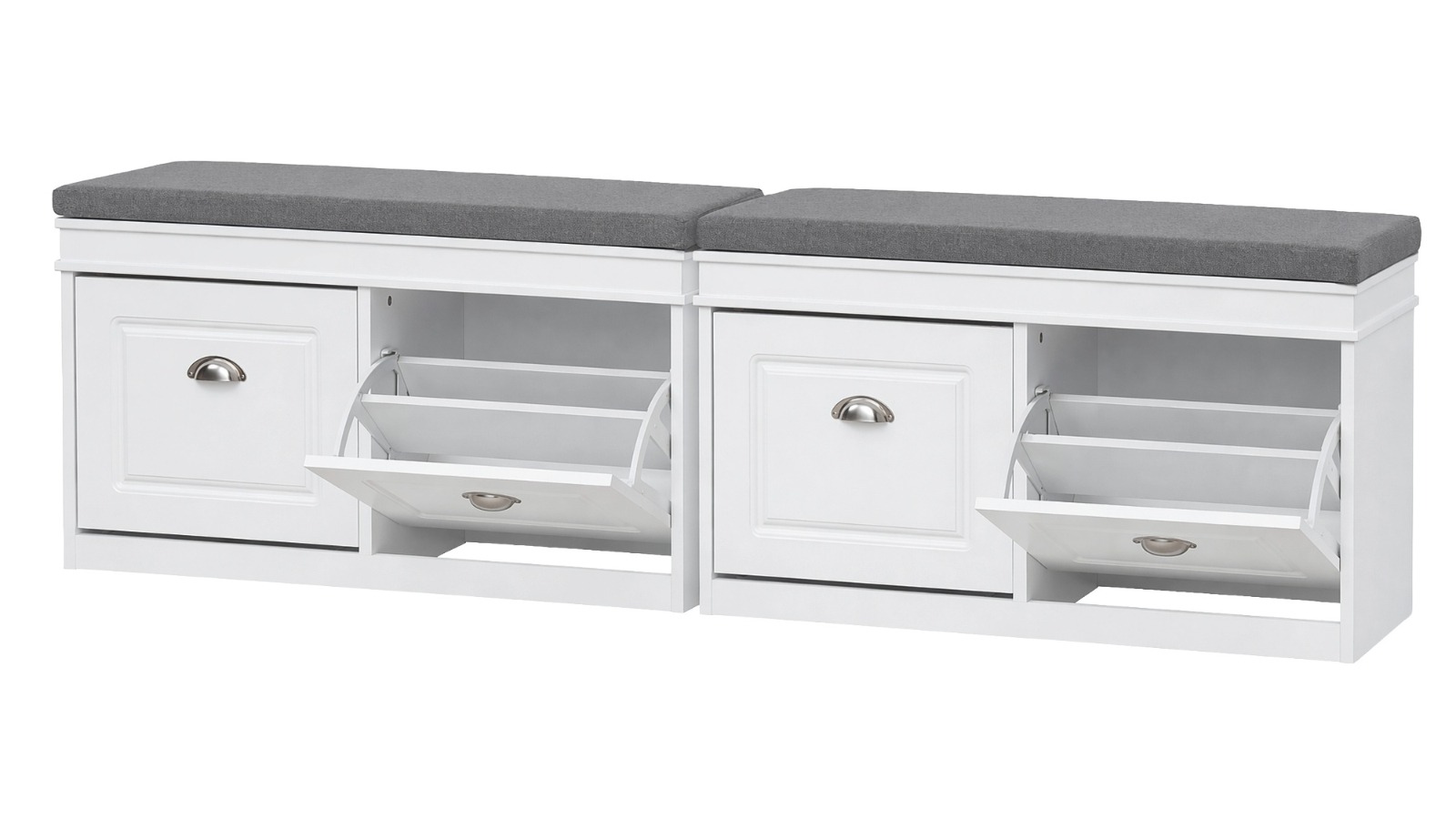 Artiss Set of 2 Shoe Bench with Flip Drawer - White