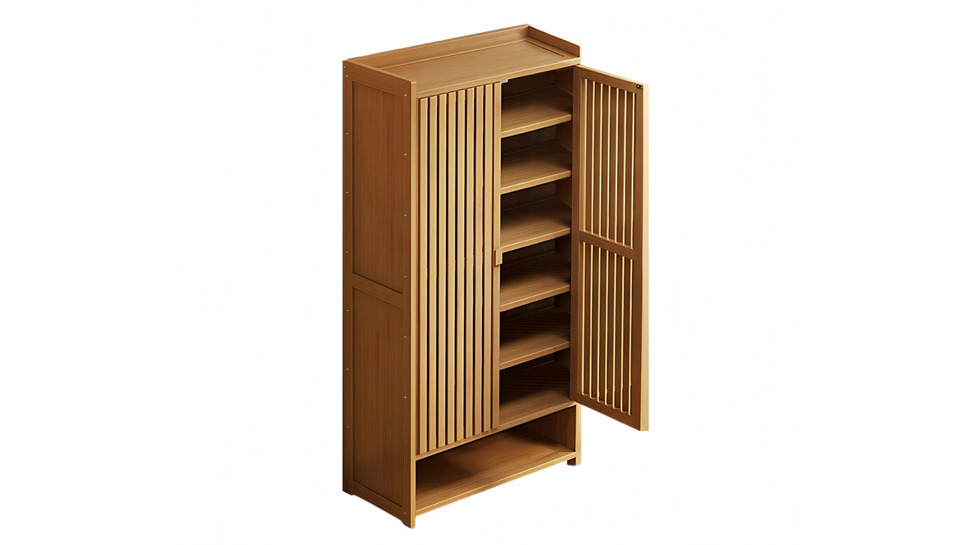 Lauft 7-Tier Louvered Door Shoe Cabinet Storage Rack