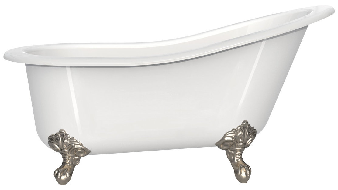 Victoria & Albert Shropshire White Bath with Brushed Nickel Feet