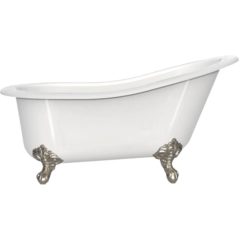 Victoria & Albert Shropshire White Bath with Brushed Nickel Feet