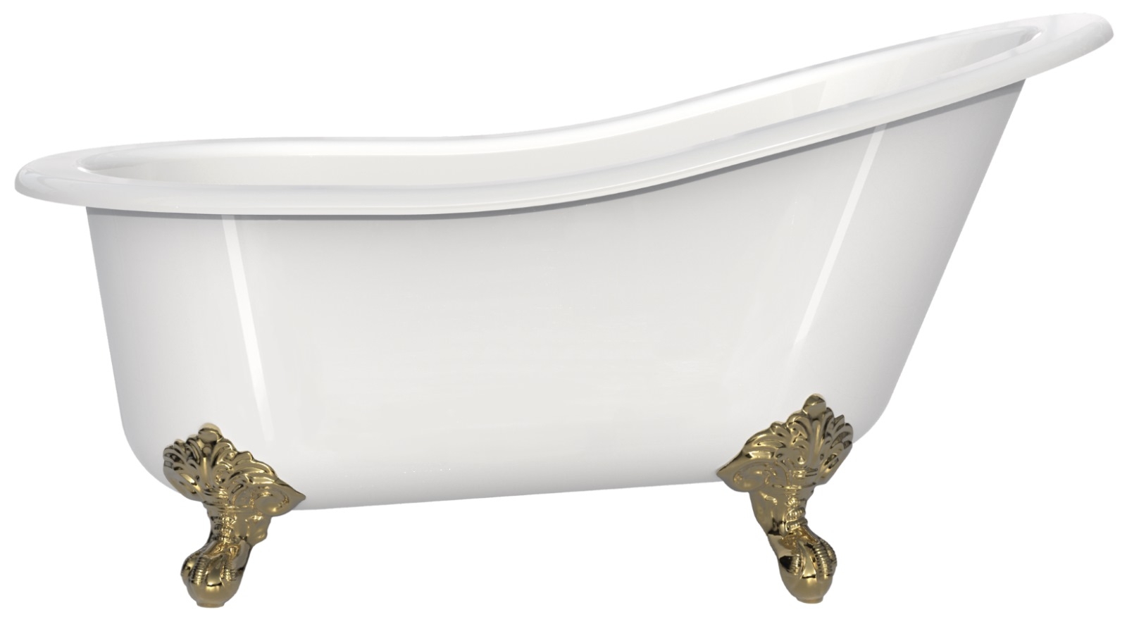 Victoria + Albert Shropshire 1537mm White Freestanding Bath with Polished Brass Feet