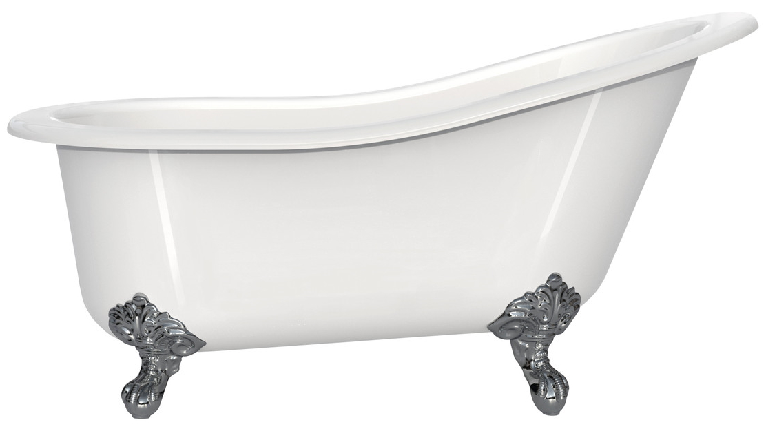 Victoria & Albert Shropshire White Bath with Polished Chrome Feet
