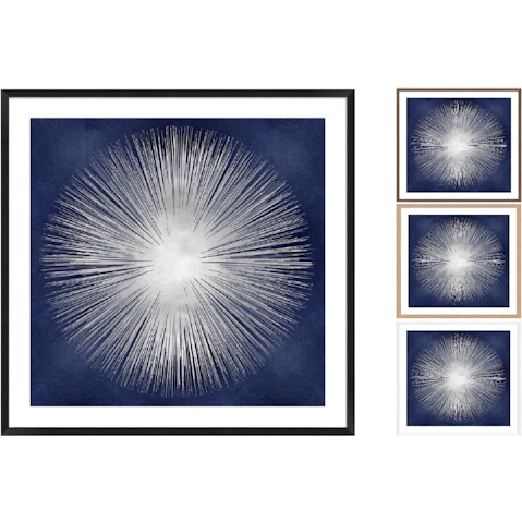 La Grolla Silver Sunburst on Blue I Frame Wall Art