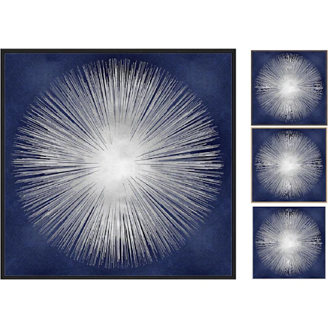 La Grolla Silver Sunburst on Blue I Gallery Wall Art