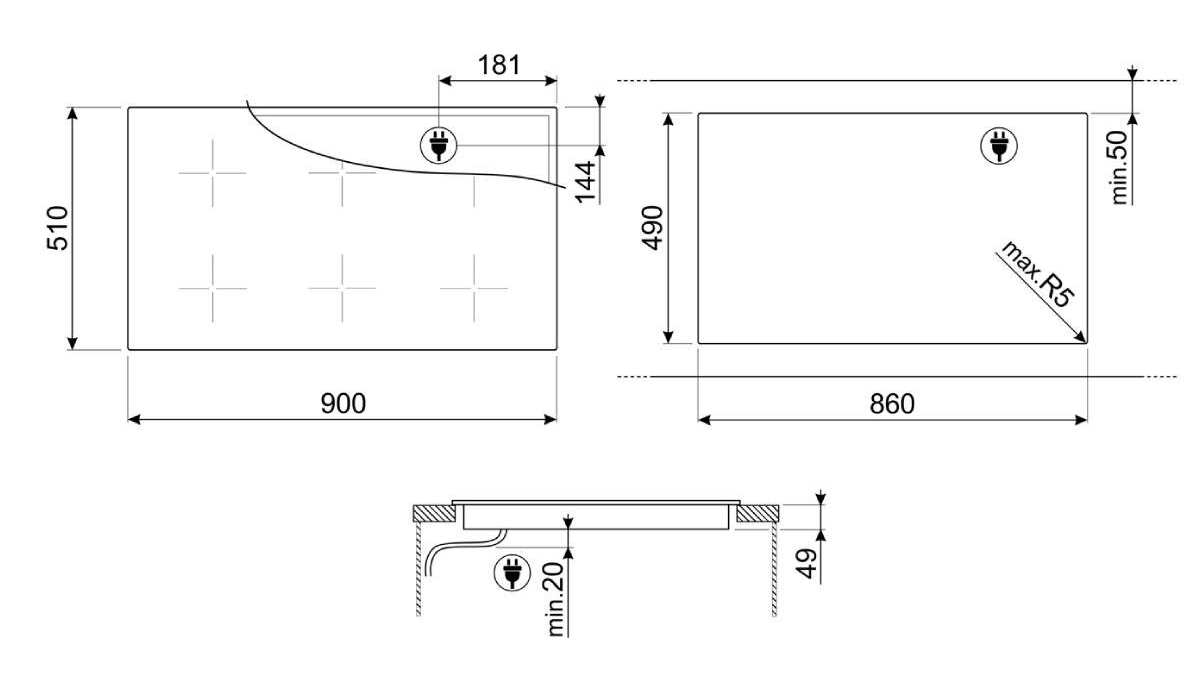 Smeg Linea 90cm MultiZone Induction Cooktop Neptune Grey Harvey Norman