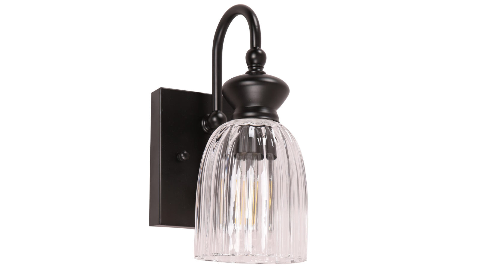 CLA Lighting Interior Wall Light ES Ellipse Clear Glass x 1 with Black Rectangular Base