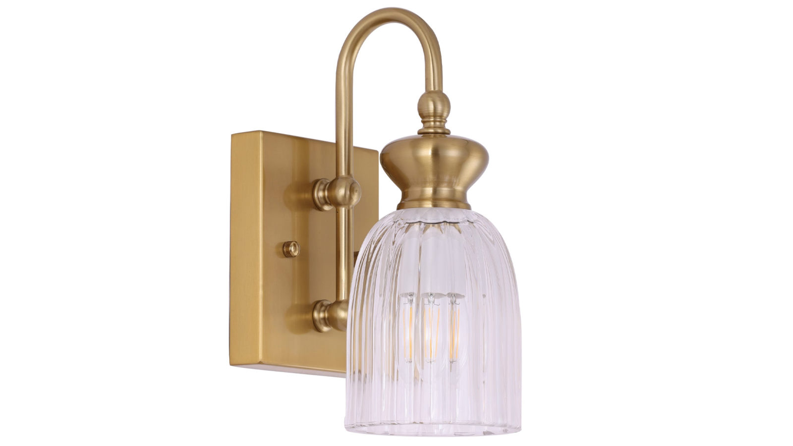 CLA Lighting Interior Wall Light ES Ellipse Clear Glass x 1 with Brass Rectangular Base