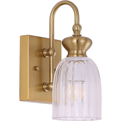 CLA Lighting Interior Wall Light ES Ellipse Clear Glass x 1 with Brass Rectangular Base