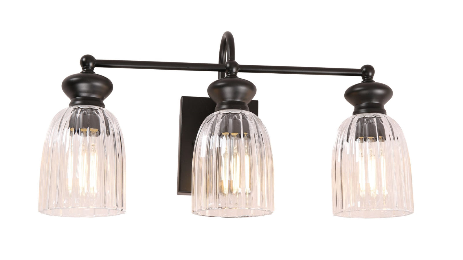 CLA Lighting Interior Wall Light ES Ellipse Clear Glass x 3 with Black Rectangular Base