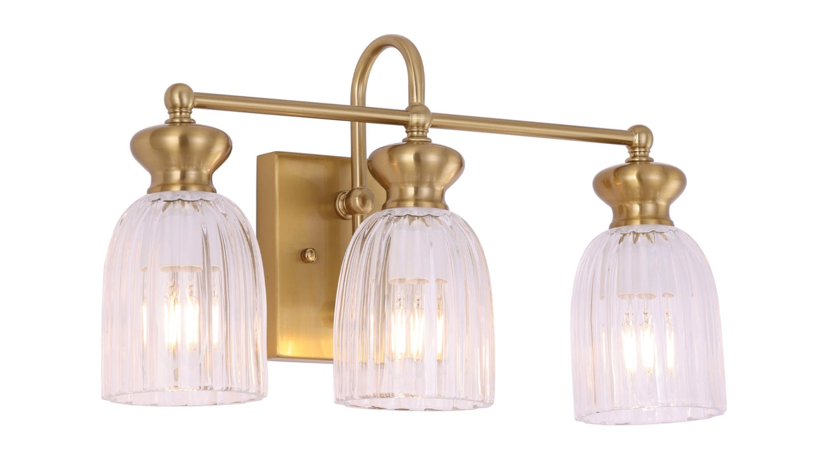CLA Lighting Interior Wall Light ES Ellipse Clear Glass x 3 with Brass Rectangular Base