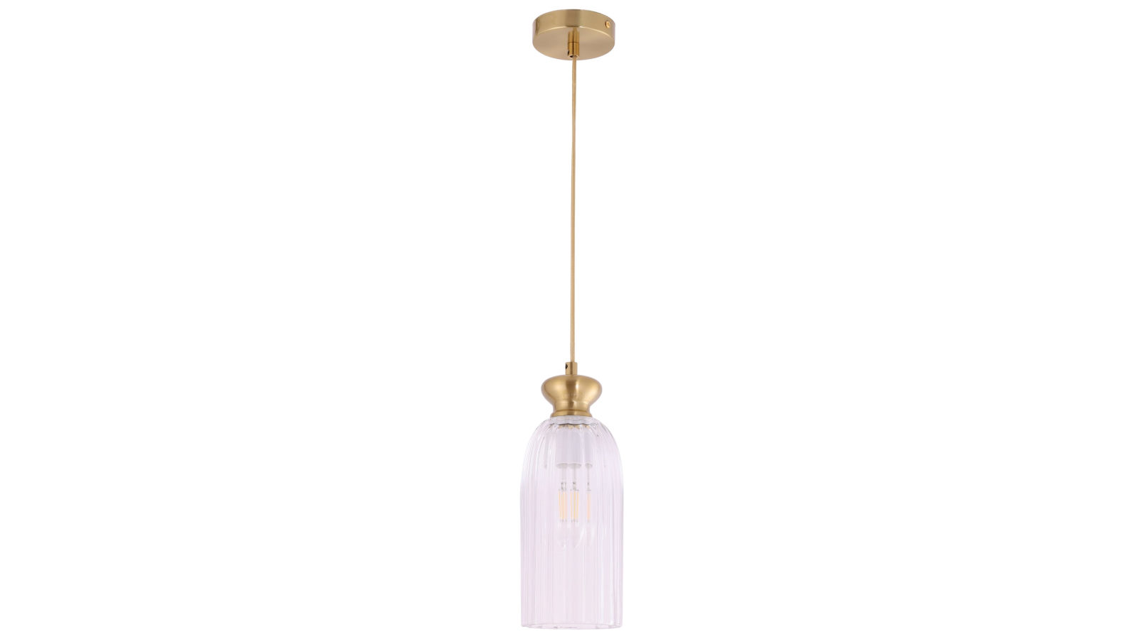 CLA Lighting Interior Pendant Light ES Clear Ellipse Glass Shape with Brass Highlight