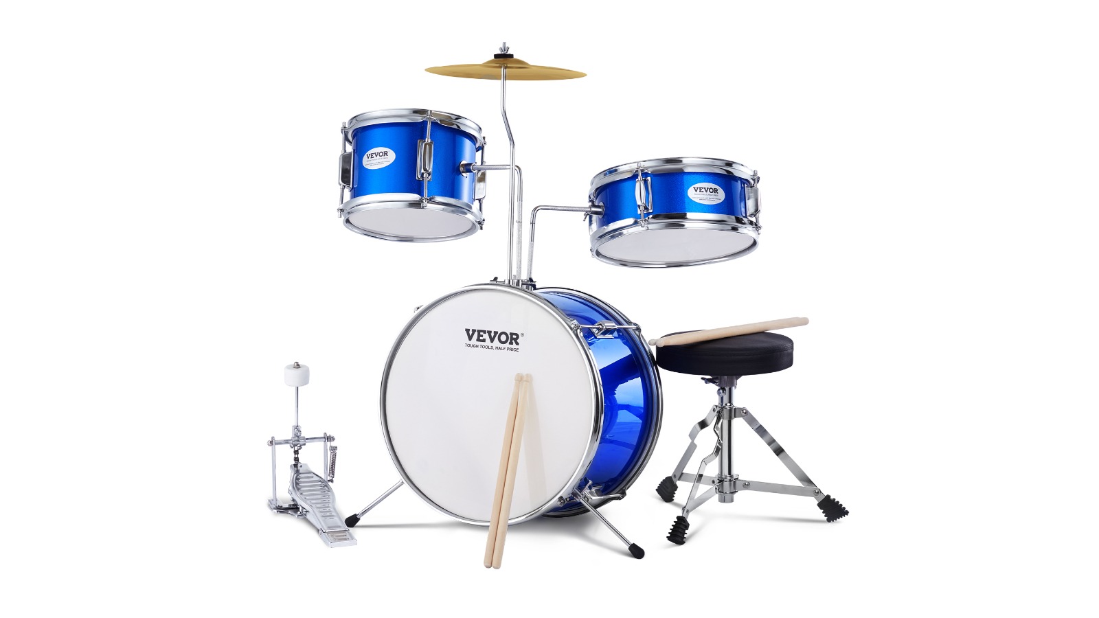 Vevor Set of 3 Beginner Kids Drum Kit - Blue
